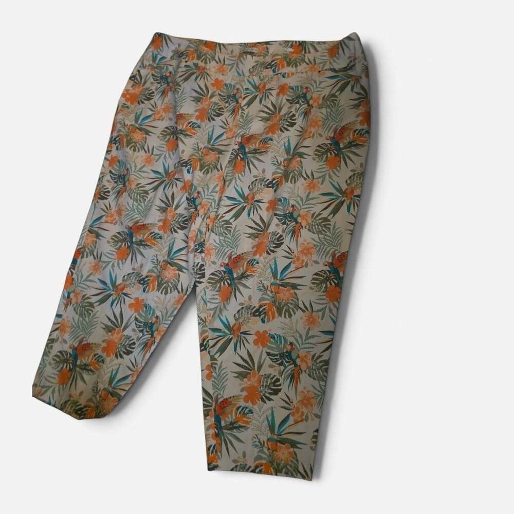 Cato Women's Hi-Rise Tropical Floral Print Ankle Pants Size 28W - Picture 2 of 6